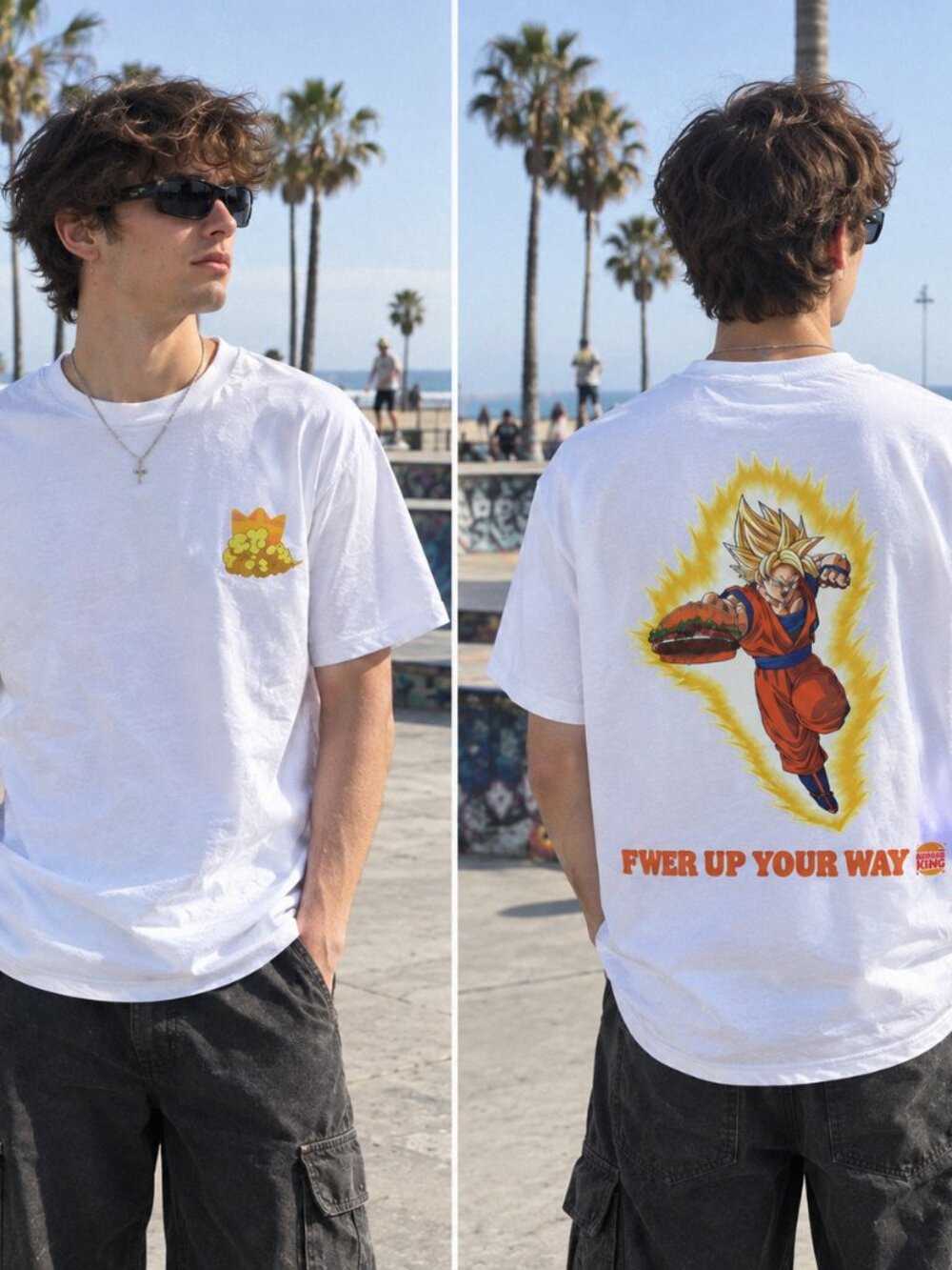 Burger King Dragon Ball Z Goku Power Up Your Way White T-Shirt
